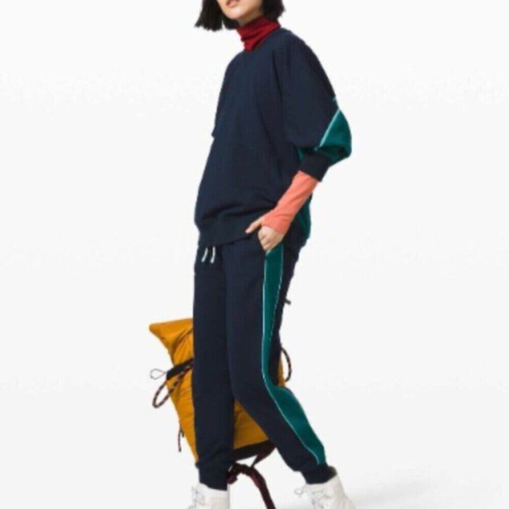 Lululemon x Roksanda Face Forward Jogger Women's Size 4 True Navy Emerald Cotton - Picture 4 of 6